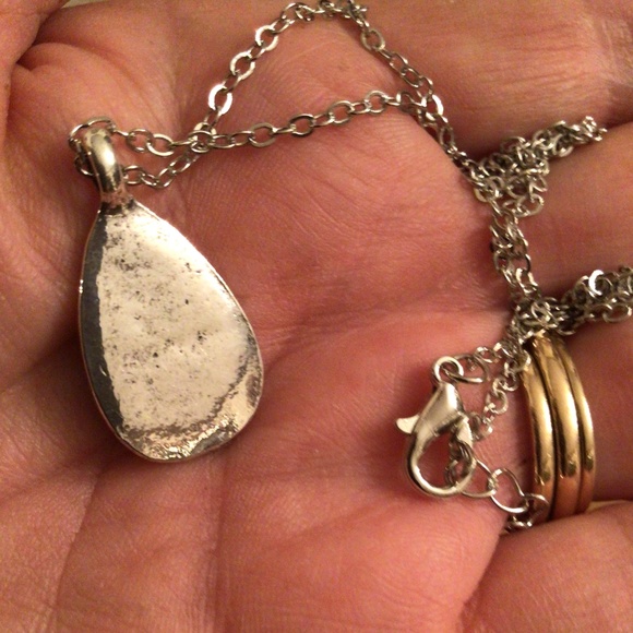 Silver and Turquoise Leaf Boho Pendant - Picture 8 of 9